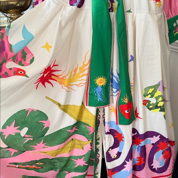 2 Bohemian Patchwork Maxi Dresses with Green Sash - Picture 14 of 15